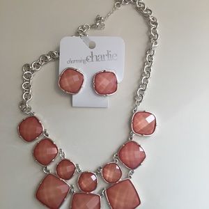 Charming Charlie pink necklace and earrings